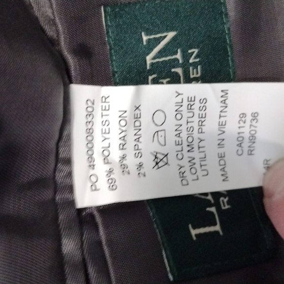 Ralph Lauren Blazer Jacket 14R Stretch 2 Buttons Gray with Burgundy Lines - Picture 10 of 11